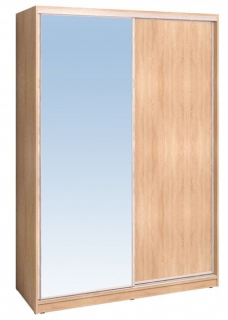 Шкаф-купе 1600 Домашний зеркало/лдсп, Дуб Сонома